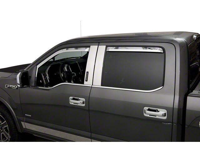 Putco Element Chrome Window Visors; Channel Mount; Front and Rear (21-24 F-150 SuperCab)