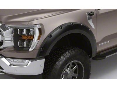 Elite Series Rivet Style Fender Flares; Front; Textured Black (21-25 F-150, Excluding Raptor)