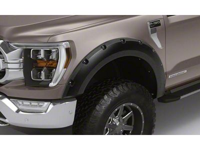 Elite Series Rivet Style Fender Flares; Front; Textured Black (21-24 F-150, Excluding Raptor)