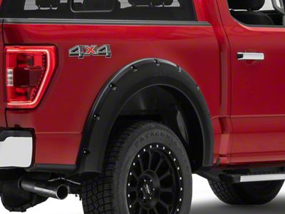 Elite Series Rivet Style Fender Flares; Rear; Smooth Black (21-24 F-150, Excluding Raptor)