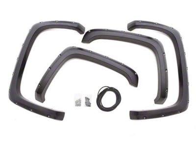 Elite Series Rivet Style Fender Flares; Front and Rear; Smooth Black (15-17 F-150, Excluding Raptor)