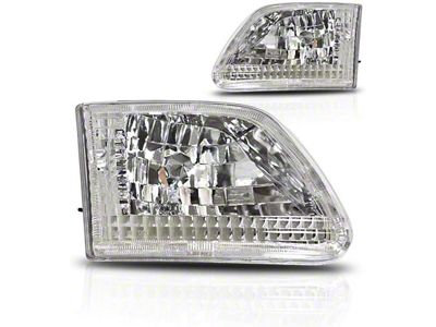 Euro Headlights; Chrome Housing; Clear Lens (97-03 F-150)