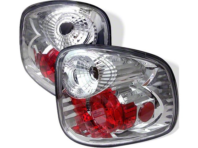 Euro Style Tail Lights; Chrome Housing; Clear Lens (01-03 F-150 Flareside)