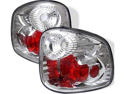 Euro Style Tail Lights; Chrome Housing; Clear Lens (97-00 F-150 Flareside)