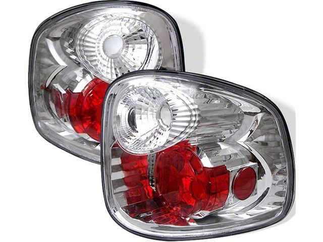 Euro Style Tail Lights; Chrome Housing; Clear Lens (97-00 F-150 Flareside)