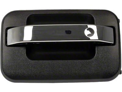 Exterior Door Handle; Rear Left; metal; Textured Black; With Chrome Lever; Plastic (09-14 F-150 SuperCrew)