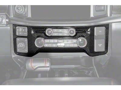 Factory Style Center A/C and Radio Control Panel Trim Cover; Carbon Fiber (21-26 F-150)