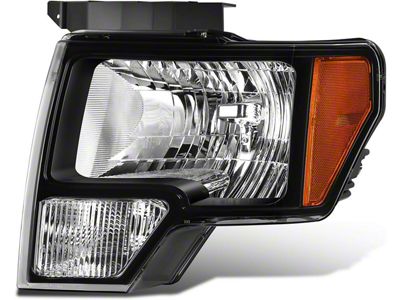 Factory Style Headlight; Black Housing; Clear Lens; Driver Side (09-14 F-150 w/ Factory Halogen Headlights)