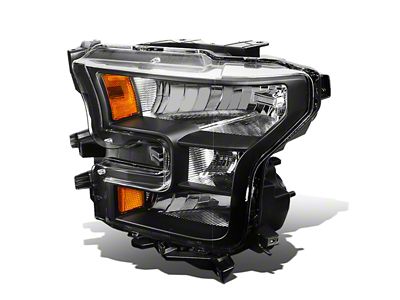 Factory Style Headlight; Black Housing; Clear Lens; Driver Side (15-17 F-150 w/ Factory Halogen Headlights)