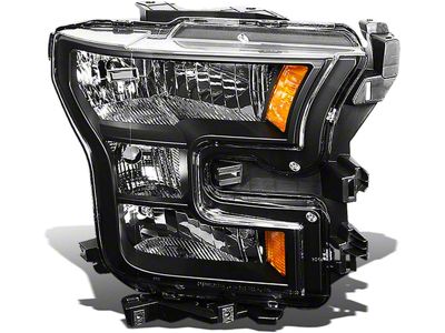 Factory Style Headlight; Black Housing; Clear Lens; Passenger Side (15-17 F-150 w/ Factory Halogen Headlights)