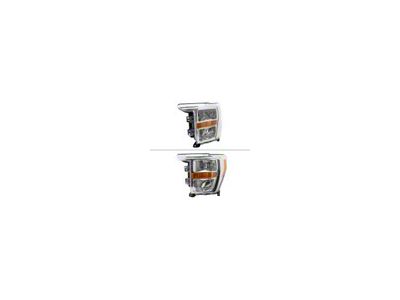 Factory Style Headlight; Chrome Housing; Clear Lens; Driver Side (21-23 F-150 w/ Factory Halogen Headlights)