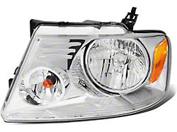 Factory Style Headlight; Chrome Housing; Clear Lens; Driver Side (04-08 F-150)