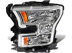 Factory Style Headlight; Chrome Housing; Clear Lens; Driver Side (15-17 F-150 w/ Factory Halogen Headlights)
