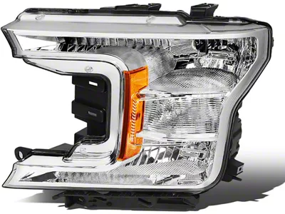 Factory Style Headlight; Chrome Housing; Clear Lens; Driver Side (18-20 F-150 w/ Factory Halogen Headlights)
