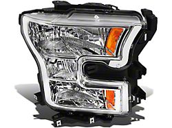 Factory Style Headlight; Chrome Housing; Clear Lens; Passenger Side (15-17 F-150 w/ Factory Halogen Headlights)