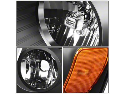 Factory Style Headlights with Amber Corners; Black Housing; Clear Lens (04-08 F-150)
