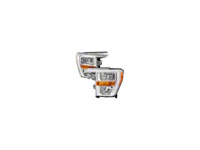 Factory Style Headlights; Chrome Housing; Clear Lens (21-23 F-150 w/ Factory Halogen Headlights)