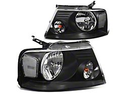 Factory Style Headlights with Clear Corners; Black Housing; Clear Lens (04-08 F-150)