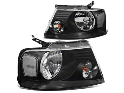 Factory Style Headlights with Clear Corners; Black Housing; Clear Lens (04-08 F-150)