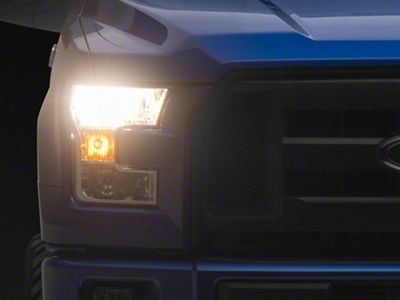 Factory Style Headlights with Amber Corners; Chrome Housing; Clear Lens (15-17 F-150 w/ Factory Halogen Headlights)