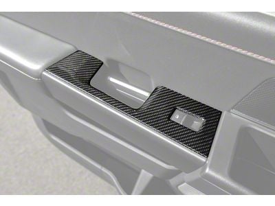 Factory Style Rear Door Switch Panel Trim Covers; Carbon Fiber (21-26 F-150)