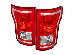 Factory Style Tail Lights; Chrome Housing; Red/Clear Lens (15-17 F-150 w/ Factory Halogen Tail Lights)