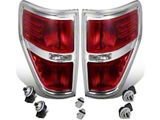 Factory Style Tail Lights; Chrome Housing; Red Lens (09-14 F-150 Styleside)