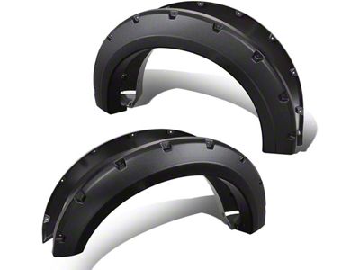 Fender Flares; Pocket-Rivet Style; Satin Bump Textured; Black (15-17 F-150)