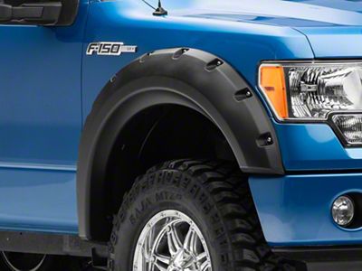 Pocket Rivet Style Fender Flares; Smooth Black (09-14 F-150 Styleside, Excluding Raptor)