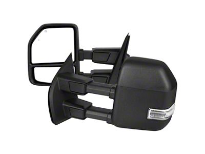 Powered Heated Manual Fold Towing Mirrors with Clear LED Turn Signals and Puddle Lights; Black (21-26 F-150)