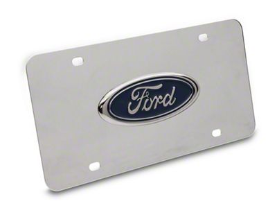 Ford Logo License Plate; Chrome on Chrome (Universal; Some Adaptation May Be Required)