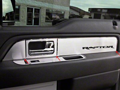 Front Door Panel Inserts with Raptor Logo; Brushed (10-14 F-150)