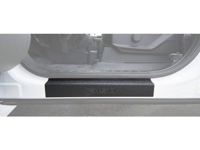 Front Door Sill Protection with F-150 Logo; TUF-LINER Black; Black and Dark Gray (15-24 F-150)