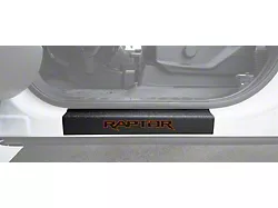Front Door Sill Protection with Raptor Logo; TUF-LINER Black; Black and Orange (15-24 F-150)