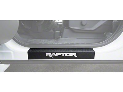 Front Door Sill Protection with Raptor Logo; TUF-LINER Black; White (15-25 F-150)