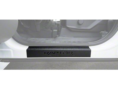 Front Door Sill Protection with Raptor Logo; TUF-LINER Black; Black and Dary Gray (15-25 F-150)