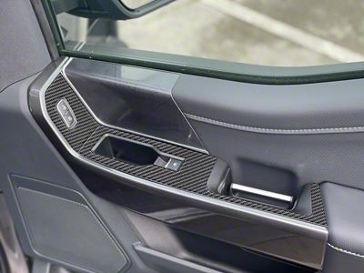 Front Door Switch Accent Trim; Domed Carbon Fiber (21-25 F-150 w/o Memory Seats)