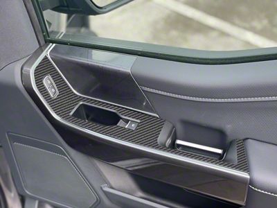 Front Door Switch Accent Trim; Raw Carbon Fiber (21-25 F-150 w/o Memory Seats)