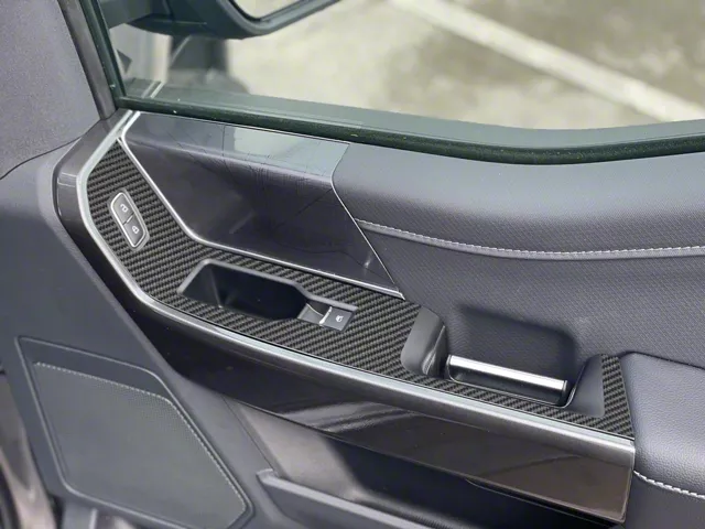 Front Door Switch Accent Trim; Raw Carbon Fiber (21-24 F-150 w/o Memory Seats)