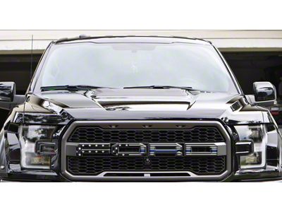 Front Grille Letter Overlays; Black and Silver American Flag with Thin Blue Line (17-20 F-150 Raptor)