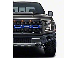 Front Grille Letter Overlays; Blue (17-20 F-150 Raptor)