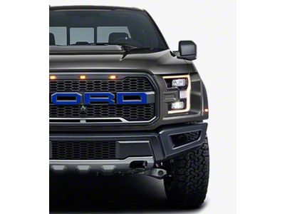 Front Grille Letter Overlays; Blue (17-20 F-150 Raptor)