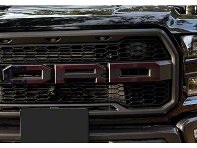 Front Grille Letter Overlays; Red (17-20 F-150 Raptor)