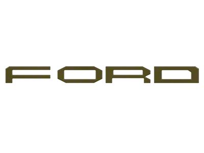 Front Grille Letter Overlays; Shelter Green (24-25 F-150 Raptor)