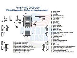 Full Dash Trim Kit; Brushed Aluminum Finish (09-14 F-150 w/ Steering Column Shifter & w/o Navigation)