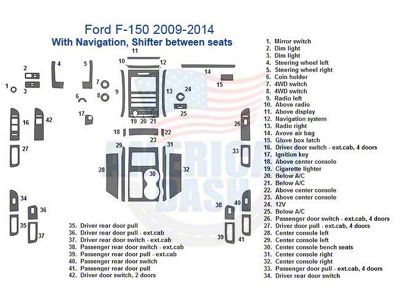 Full Dash Trim Kit; Camo Finish (09-14 F-150 w/ Navigation & Shifter Flow-Through Center Console)