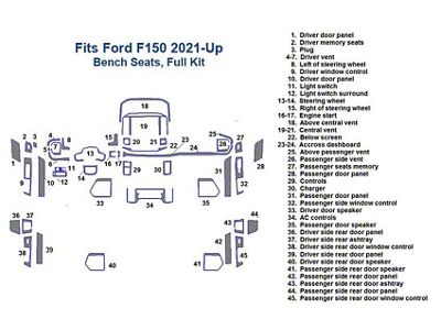 Full Dash Trim Kit; Grey Rosewood Finish (21-25 F-150 w/ Bench Seat)