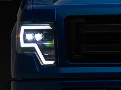 Full LED DRL Projector Headlights; Black Housing; Clear Lens (09-14 F-150 w/o Factory HID Headlights)