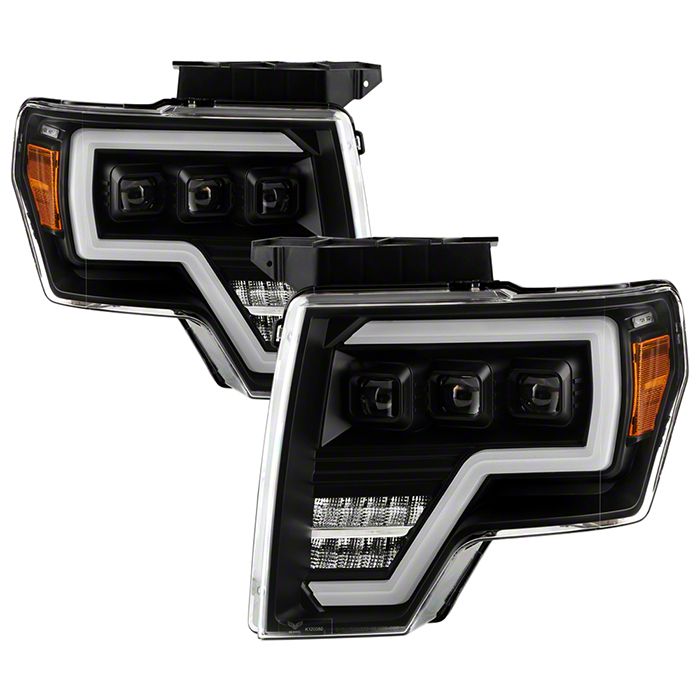 Full LED DRL Projector Headlights; Black Housing; Clear Lens (09-14 F-150 w/ Factory Halogen Headlights)