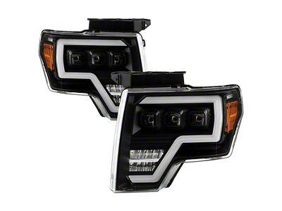 Full LED DRL Projector Headlights; Black Housing; Clear Lens (09-14 F-150 w/ Factory Halogen Headlights)